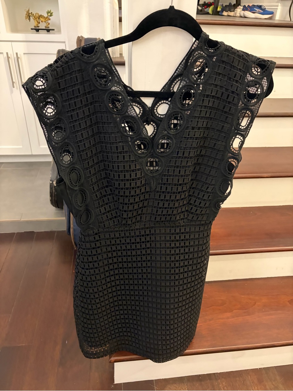 Sandro Crochet V-Neck Sheath Dress